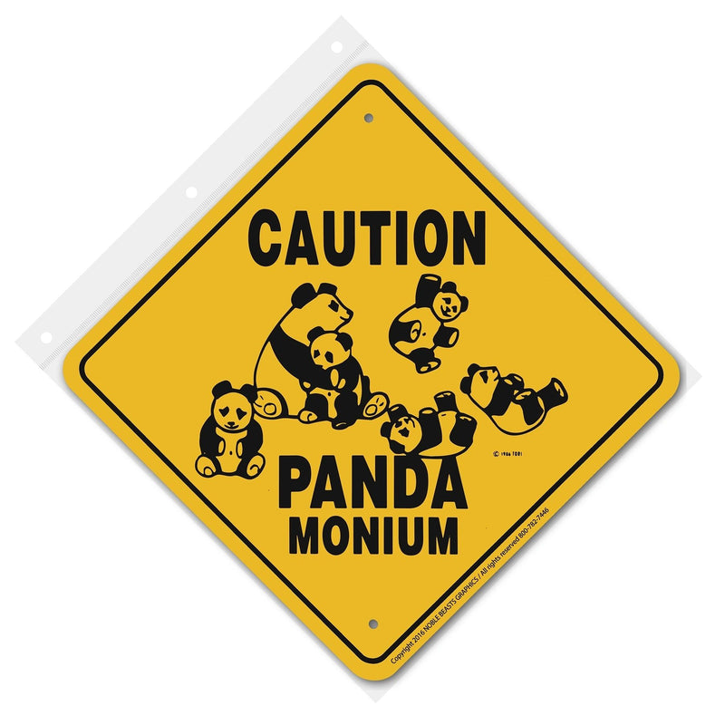 Caution Panda-Monium Xing Sign Aluminum 12 in X 12 in #20404