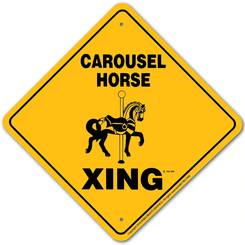 Carousel Horse Xing Sign Aluminum 12 in X 12 in #20923