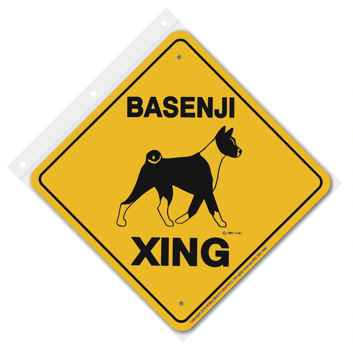 Basenji Xing Sign Aluminum 12 in X 12 in #20582