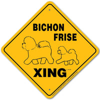 Bichon Frise Xing Sign Aluminum 12 in X 12 in #20486