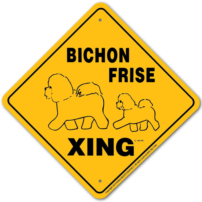 Bichon Frise Xing Sign Aluminum 12 in X 12 in #20486