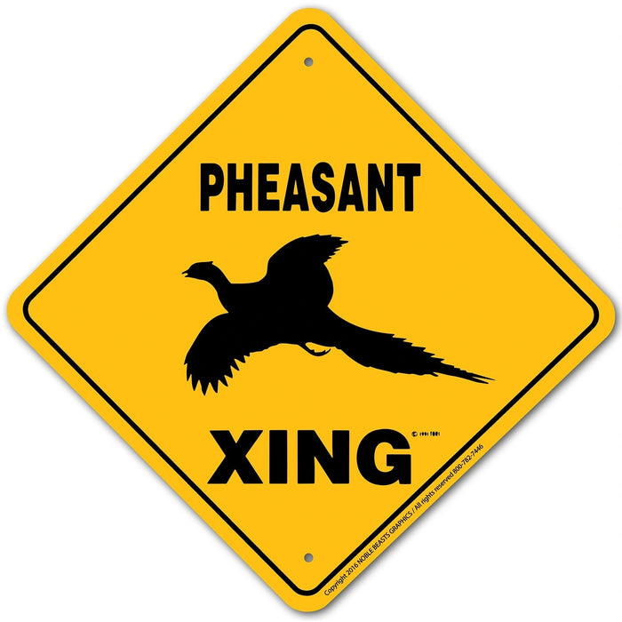 Pheasant Xing Sign Aluminum 12 in X 12 in #20689