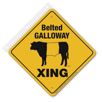 Belted Galloway Xing Sign Aluminum 12 in X 12 in #20810