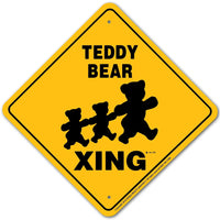 Teddy Bear Xing Sign Aluminum 12 in X 12 in #20763