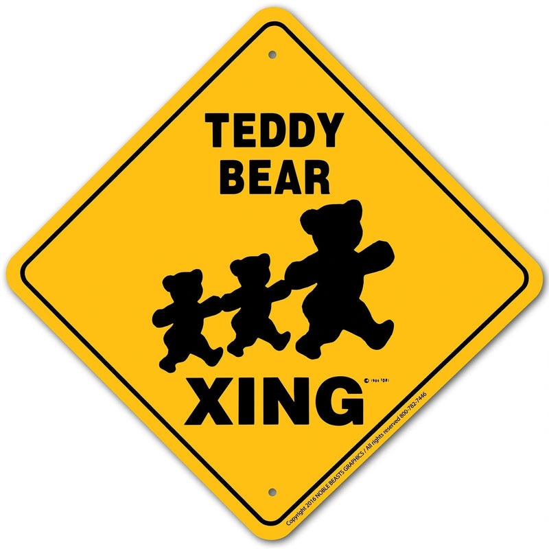 Teddy Bear Xing Sign Aluminum 12 in X 12 in #20763