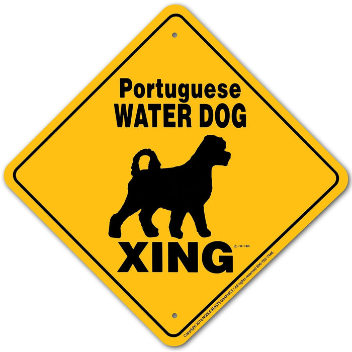 Portuguese Water Dog Xing Sign Aluminum 12 in X 12 in #20639