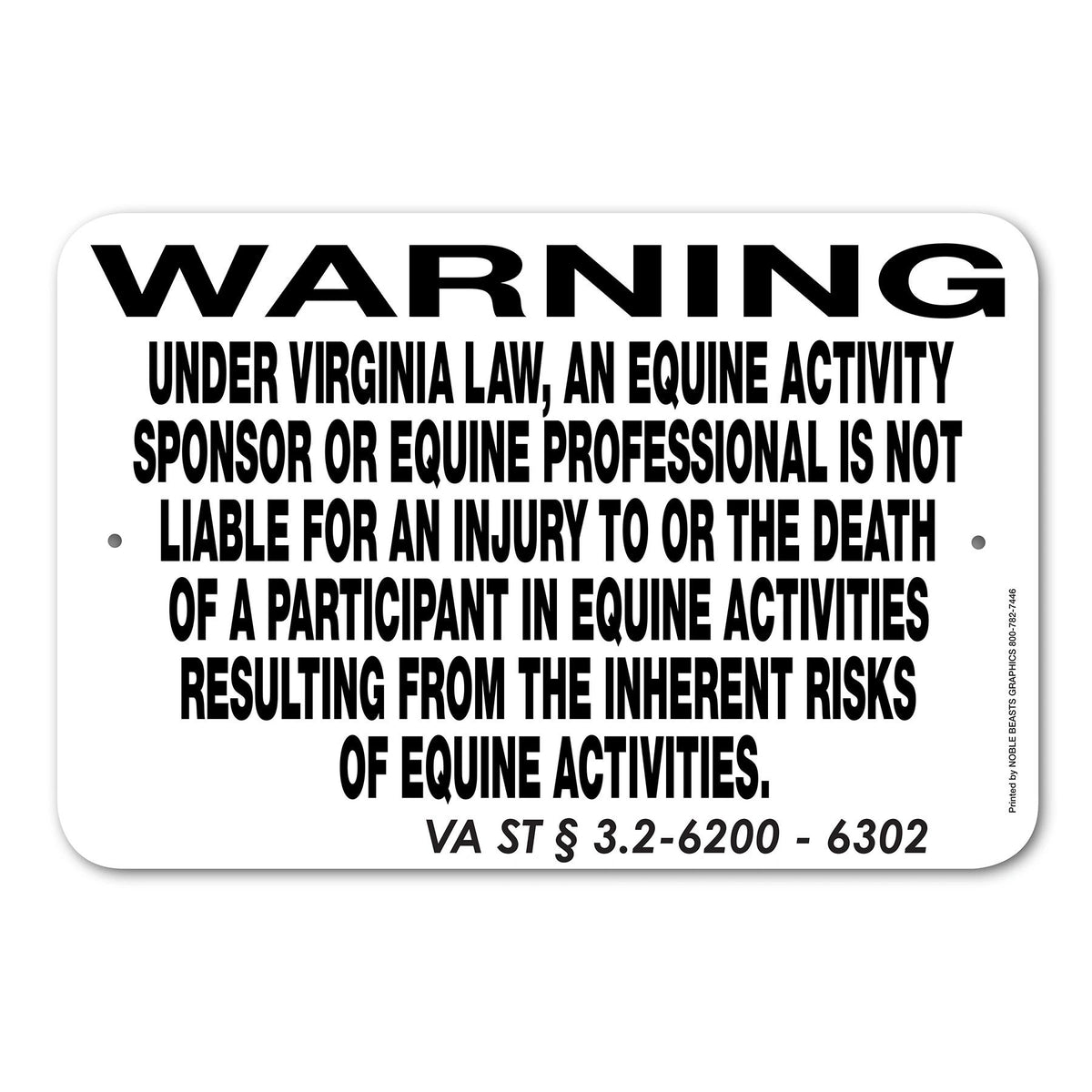 Equine Liability Signs U-W