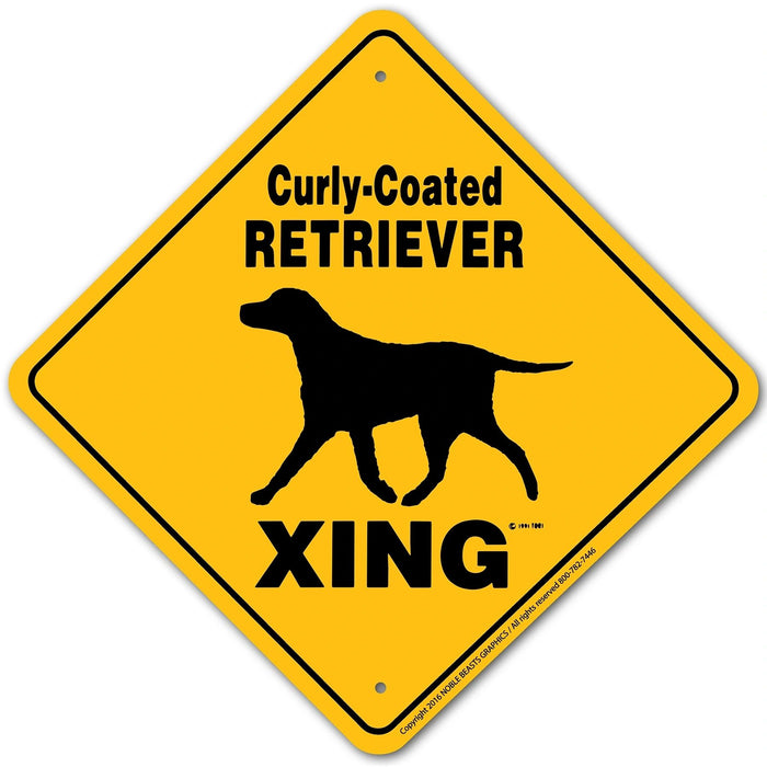 Curly-Coated Retriever Xing Sign Aluminum 12 in X 12 in #20647