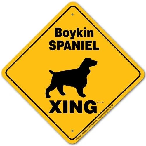 Boykin Spaniel Xing Sign Aluminum 12 in X 12 in #20830