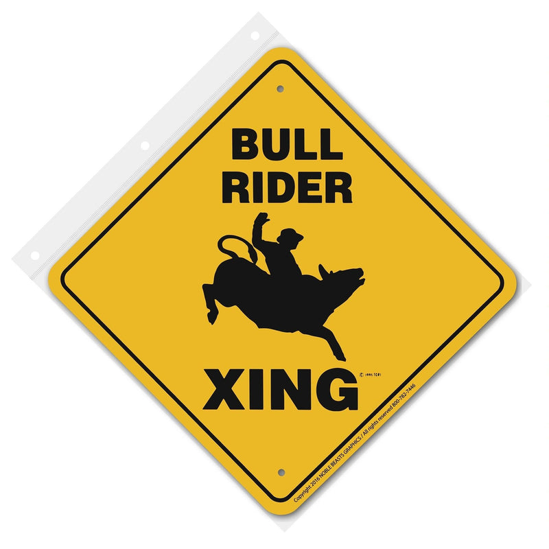 Bull Rider Xing Sign Aluminum 12 in X 12 in #20829