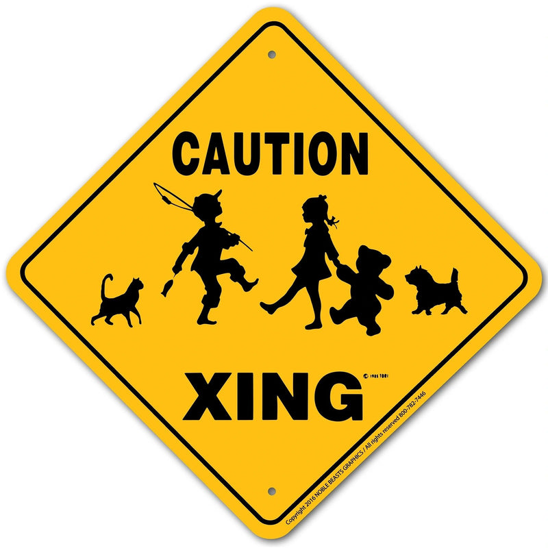 Caution Children Xing Sign Aluminum 12 in X 12 in #20358