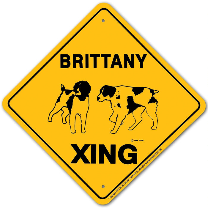 Brittany Xing Sign Aluminum 12 in X 12 in #20468