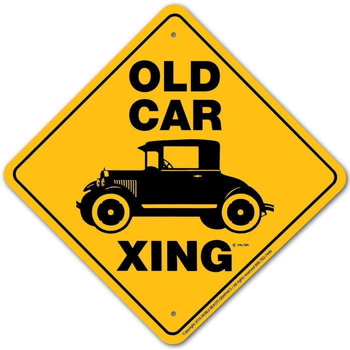 Old Car Xing Sign Aluminum 12 in X 12 in #20028