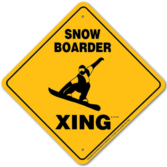 Snow Boarder Xing Sign Aluminum 12 in X 12 in #20938