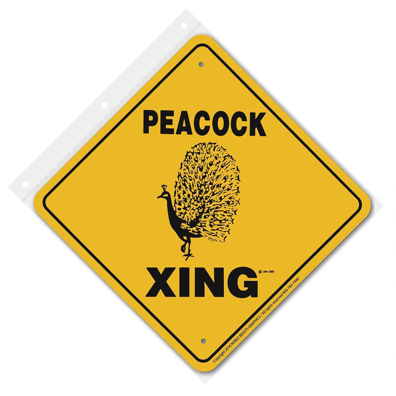 Peacock Xing Sign Aluminum 12 in X 12 in #20670