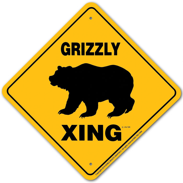 Grizzly Xing Sign Aluminum 12 in X 12 in #20805