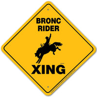 Bronc Rider (Saddle) Xing Sign Aluminum 12 in X 12 in #20854