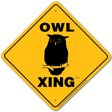 Owl Xing Sign Aluminum 12 in X 12 in #20881