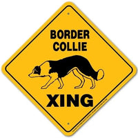 Border Collie Xing Sign Aluminum 12 in X 12 in #20585