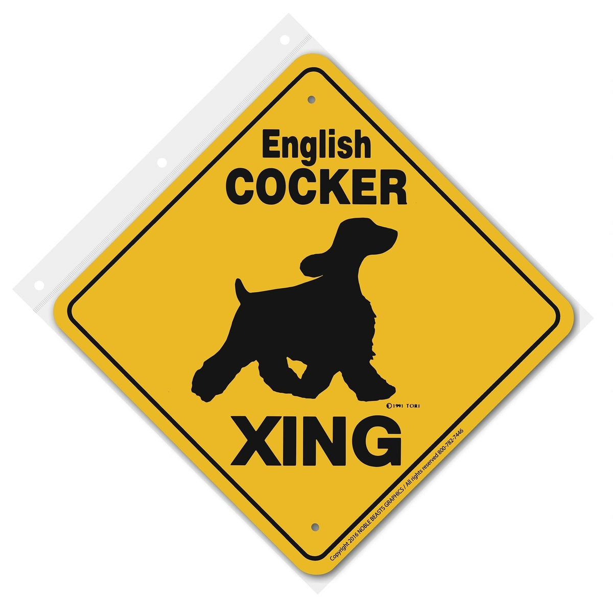 English Cocker Xing Sign Aluminum 12 in X 12 in #20632