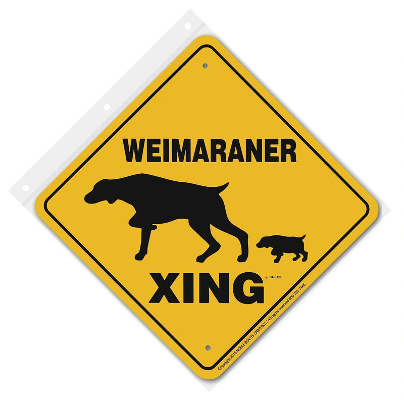 Weimaraner Xing Sign Aluminum 12 in X 12 in #20526