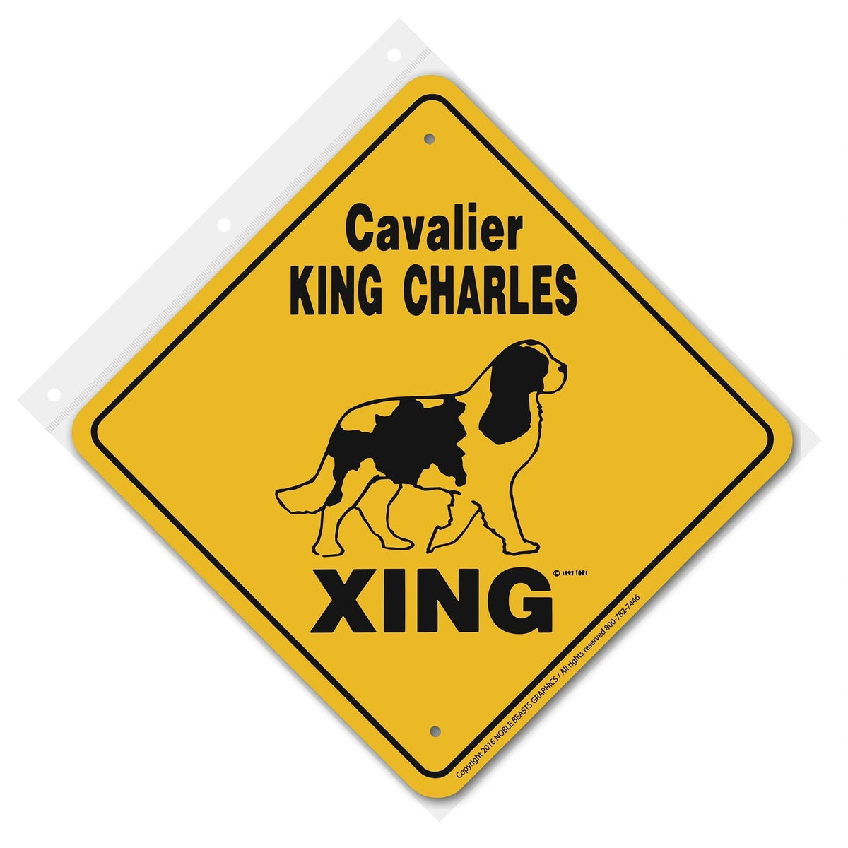 Cavalier King Charles Xing Sign Aluminum 12 in X 12 in #20741