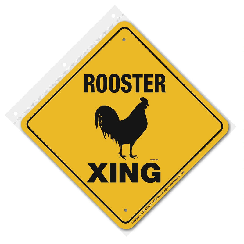 Rooster Xing Sign Aluminum 12 in X 12 in #20048