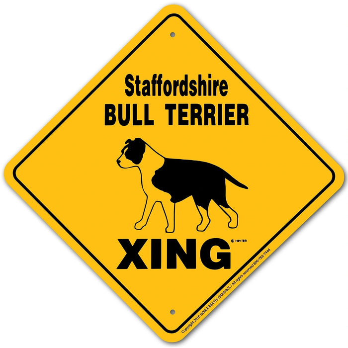 Staffordshire Bull Terrier Xing Sign Aluminum 12 in X 12 in #20576