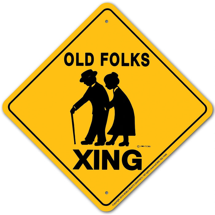 Old Folks Xing Sign Aluminum 12 in X 12 in #20538