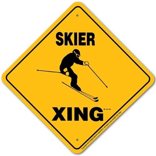 Skier Xing Sign Aluminum 12 in X 12 in #20936