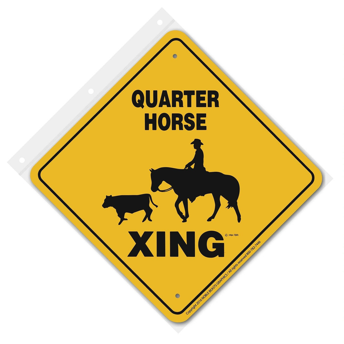 Quarter Horse (with Calf) Xing Sign Aluminum 12 in X 12 in #20310