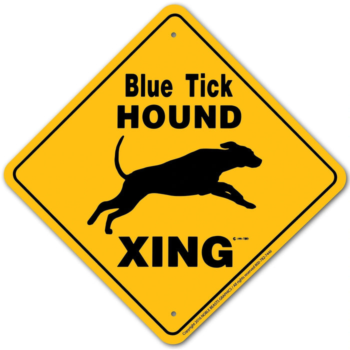 Blue Tick Hound Xing Sign Aluminum 12 in X 12 in #20631