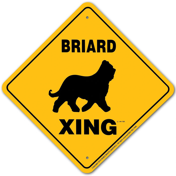 Briard Xing Sign Aluminum 12 in X 12 in #20621