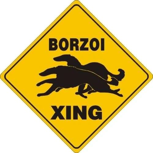 Borzoi Xing Sign Aluminum 12 in X 12 in #20589