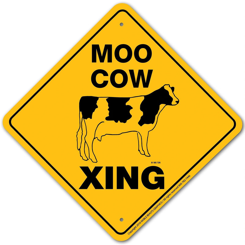 Moo Cow Xing Sign Aluminum 12 in X 12 in #20733