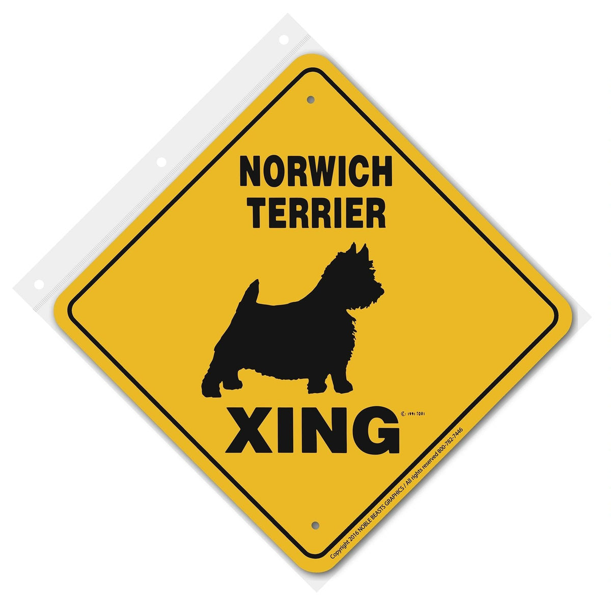 Norwich Terrier Xing Sign Aluminum 12 in X 12 in #20652