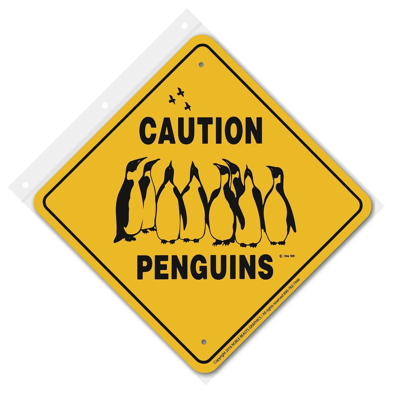 Penguins Caution Sign Aluminum 12 in X 12 in #20406