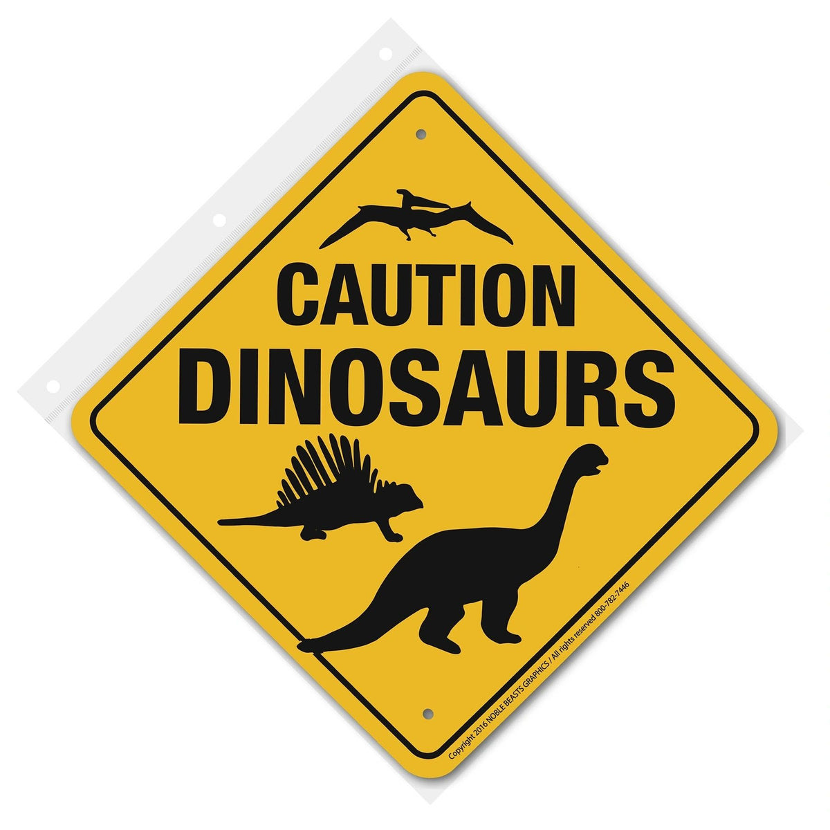 Dinosaurs Caution Xing Sign Aluminum 12 in X 12 in #21757