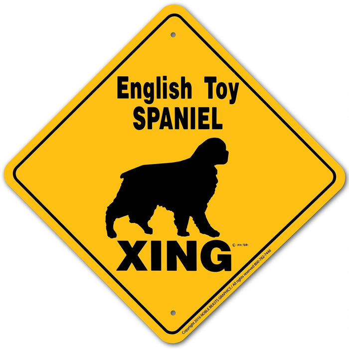 English Toy Spaniel Xing Sign Aluminum 12 in X 12 in #20658