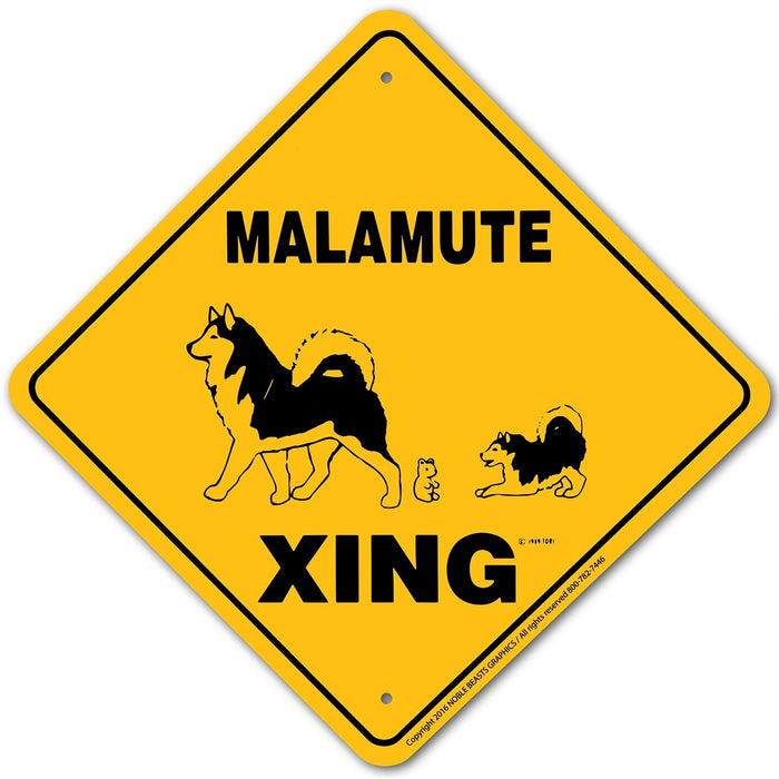 Malamute Xing Sign Aluminum 12 in X 12 in #20570