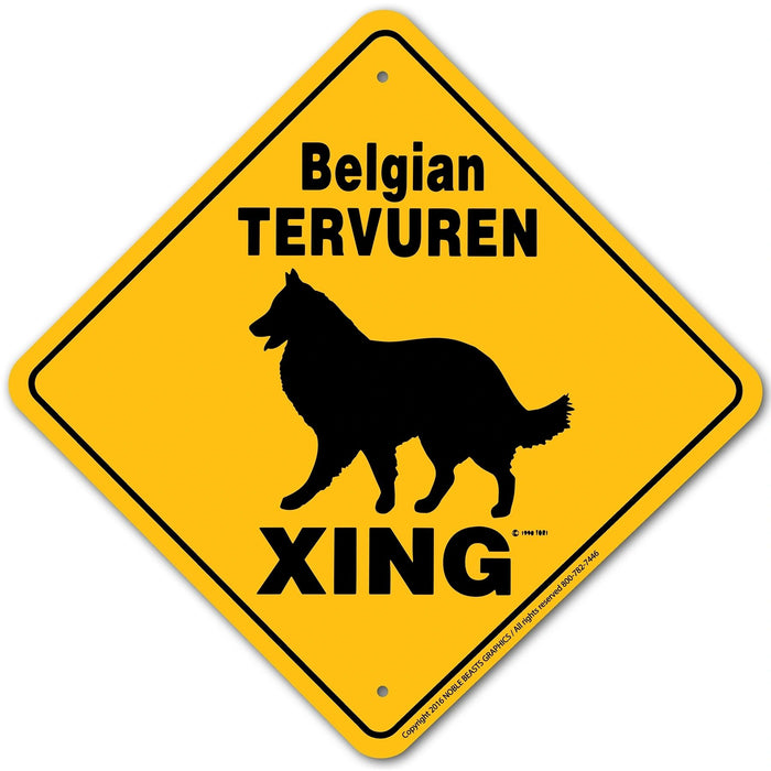 Belgian Tervuren Xing Sign Aluminum 12 in X 12 in #20601