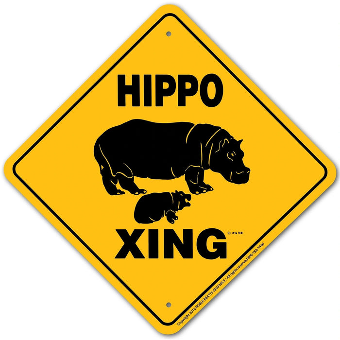 Hippo Xing Sign Aluminum 12 in X 12 in #20828