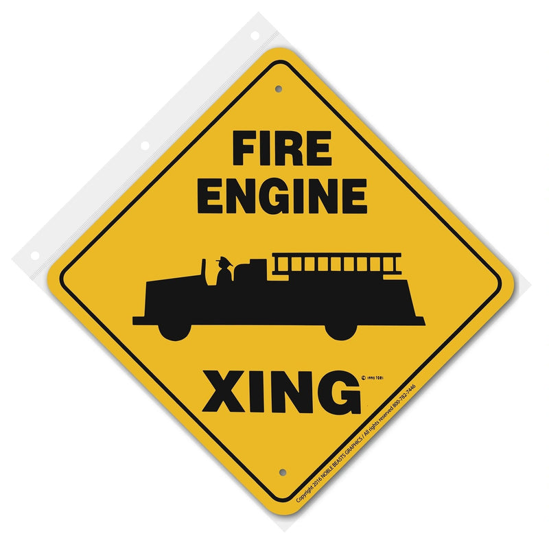 Fire Engine Xing Sign Aluminum 12 in X 12 in #20750