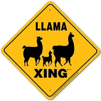 Llama (Fluffy) Xing Sign Aluminum 12 in X 12 in #20994