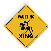 Vaulting Xing Sign Aluminum 12 in X 12 in #20564