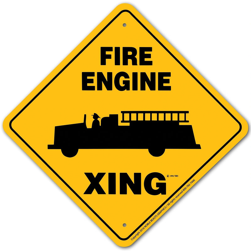 Fire Engine Xing Sign Aluminum 12 in X 12 in #20750