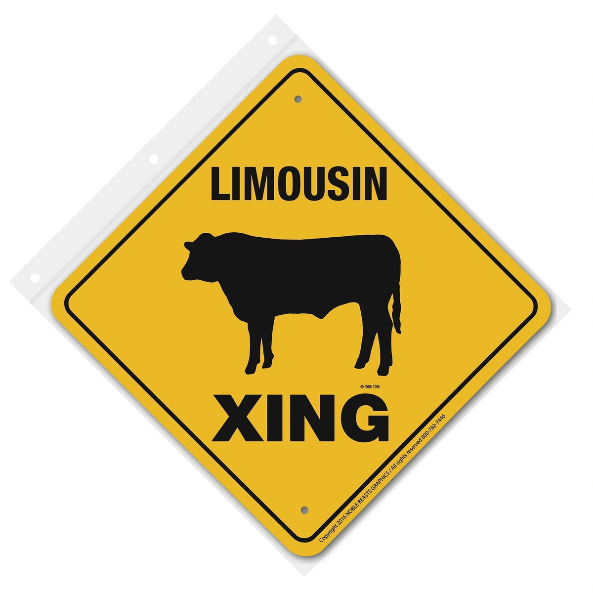 Limousin Xing Sign Aluminum 12 in X 12 in #20713