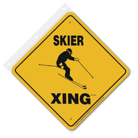 Skier Xing Sign Aluminum 12 in X 12 in #20936