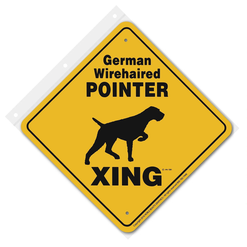 German Wirehaired Pointer Xing Sign Aluminum 12 in X 12 in #20630