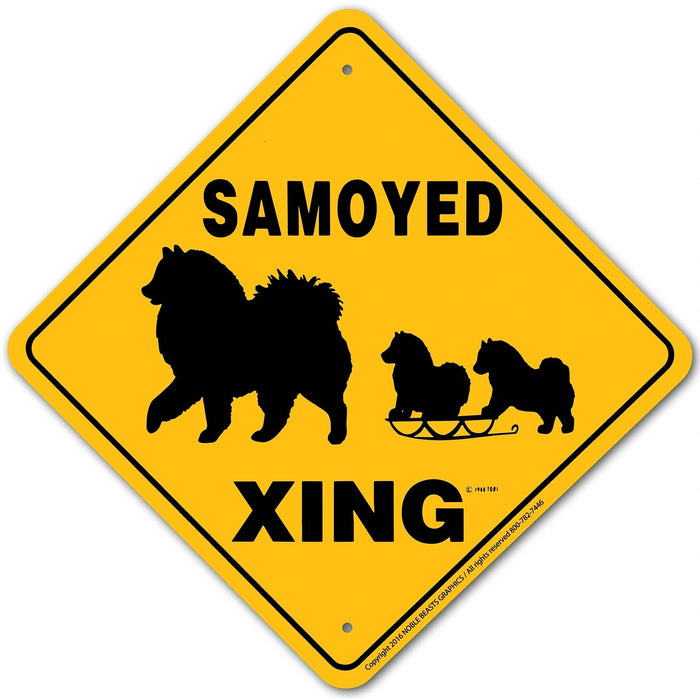 Samoyed Xing Sign Aluminum 12 in X 12 in #20514